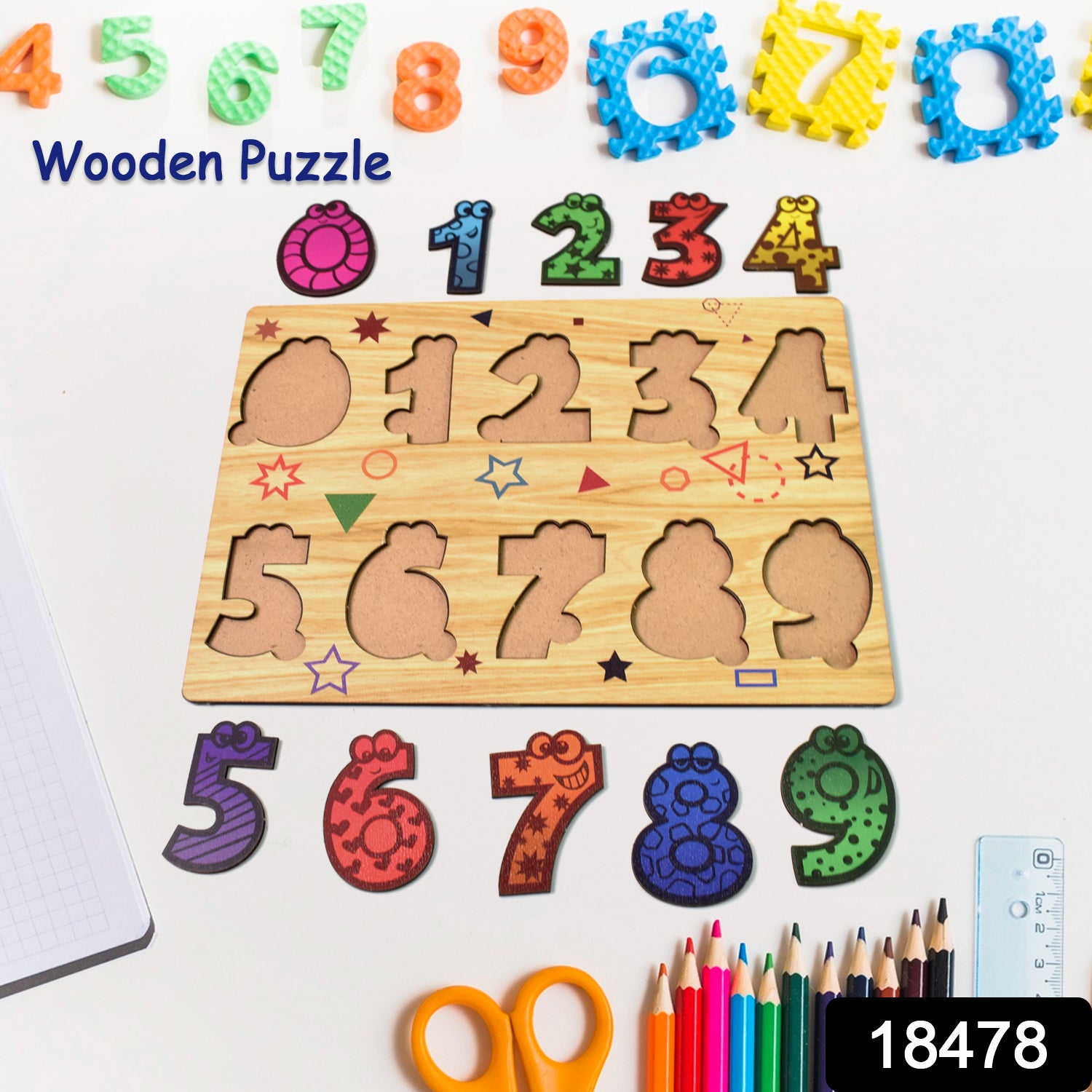 Wooden Number Puzzle Learning Educational Board (1 Set 2820 Cm) Wooden Number Puzzle Learning Educational Board (1 Set 2820 Cm)